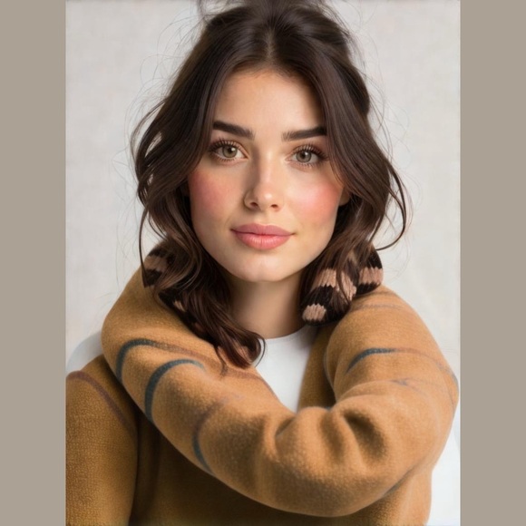 Girly Kanna Knit Striped Infinity Scarf. - Picture 4 of 4